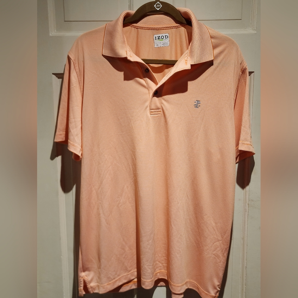 IZOD Orange with White Strips Golf Polo Shirt